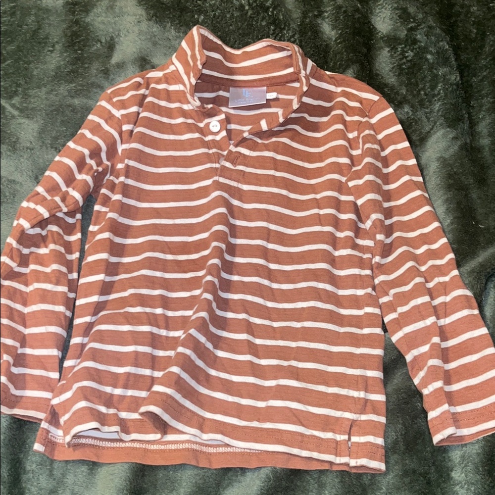 Little English Brown and White Striped Long Sleeve Tee